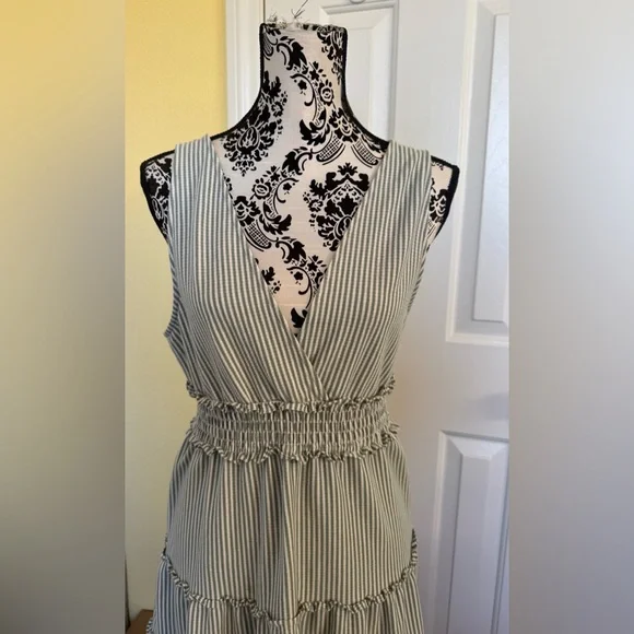 American Eagle Outfitters Green Sleeveless V-Neck Sundress - Picture 3 of 13